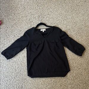 Black V-Neck Blouse
